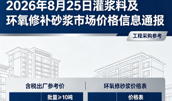 新津2026年8月25日灌浆料及环氧修补砂浆市场价格信息通报